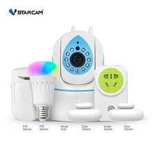 Vstarcam 720 p hd cámara de red ip de la seguridad casera conjunto lámpara rgb enchufe inteligente PIR sensor de la puerta sensor de visión nocturna suite de casa inteligente