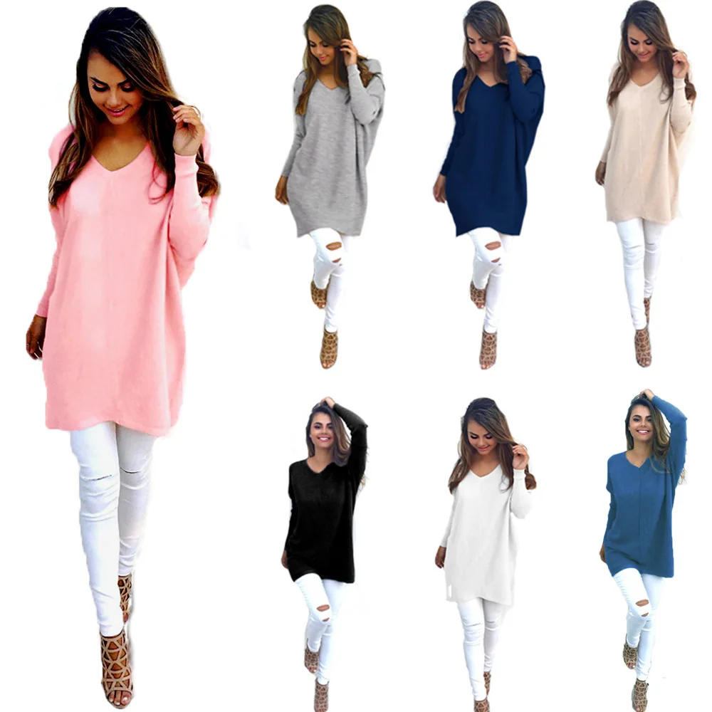 Aliexpress.com : Buy CR New Womens V Neck Loose Knitted Oversized ...