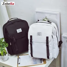 Zebella Negro Mujeres de Moda Lienzo Mochila Portátil Impresión Pura Juventud Kanken Mochila Vintage Para Niñas Femenina Bolsas de Viaje