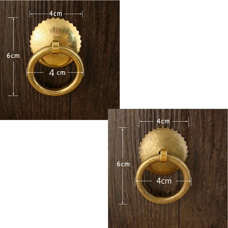 Винтажная мини латунная ручка цветок Потяните шкаф комод Ящик шайба ручки, китайская мебельная фурнитура, 2 комплекта