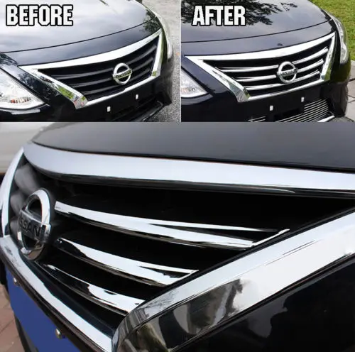 Подходит для 15 NISSAN VERSA LATIO Хром Передняя решетка сетки головной бампер чехол