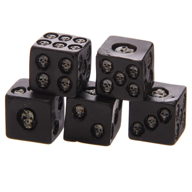 

1 Set Halloween Gift Skull Dice 5 Grinning Skull Deluxe Devil Poker Dice Gothic Gambling Square Dice Tower Table Death Gaming