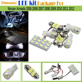 

Buildreamen2 Car 5630 LED Bulb Interior Dome Map Trunk License Plate Light White LED Kit Package For Nissan Armada 2005-2012