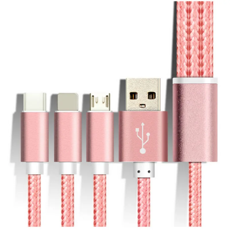 

3in1 USB Cable 8Pin Micro USB Type C Charger Cable for iPhone X Samsung S9 Charging Cable Micro USB Charger Cord Charging Wire