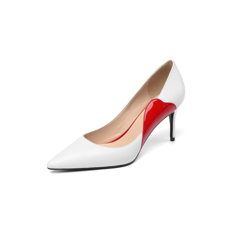 

2019 spring and autumn new women's shoes pointed stiletto high heel women's shoes white 0406