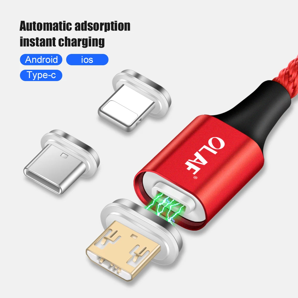 Олаф 3A магнитное освещение Micro usb type C кабель быстрое зарядное устройство для Iphone 6 7 8 Plus X XR XS Max для Redmi note 7 для samsung S9