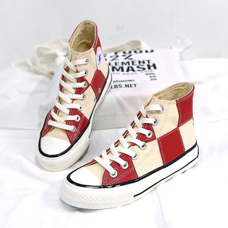 color block high top canvas shoes