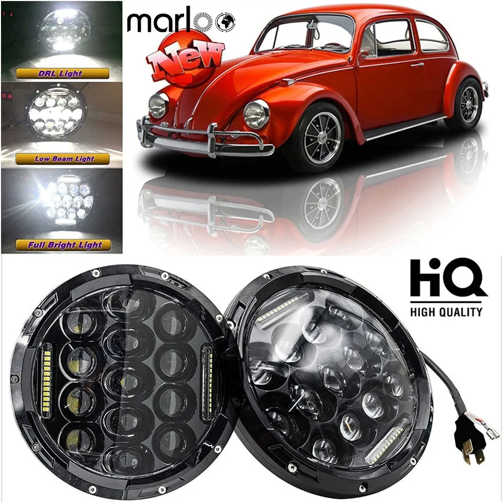 Marloo Car LED 7 Inch Round Headlight Conversion Kit For VW Beetle Classic Volkswagen 1950 1979