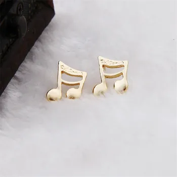 

New Arrival Trendy Lovely Musical Note Gold Color Stud Earrings For Women Girl Simple Style Ear Jewelry Gifts Dropshipping