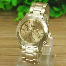 Newly Design Ladies Women Geneva Watches Golden Stainless Steel Quartz Wrist Watch 160520 Drop Shipping