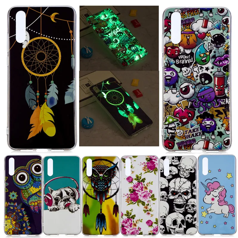 

Huawei P20 Case Cover Huawei P20 Back Cover Silicone Edge Fabric Protect Case coque Luminous Original Huawei P 20 P20 TPU case