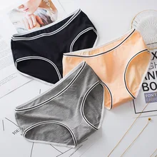 Roupa interior das senhoras do algodão cintura respirável cor sólida cintura simples cor sólida roupa interior feminina plus size
