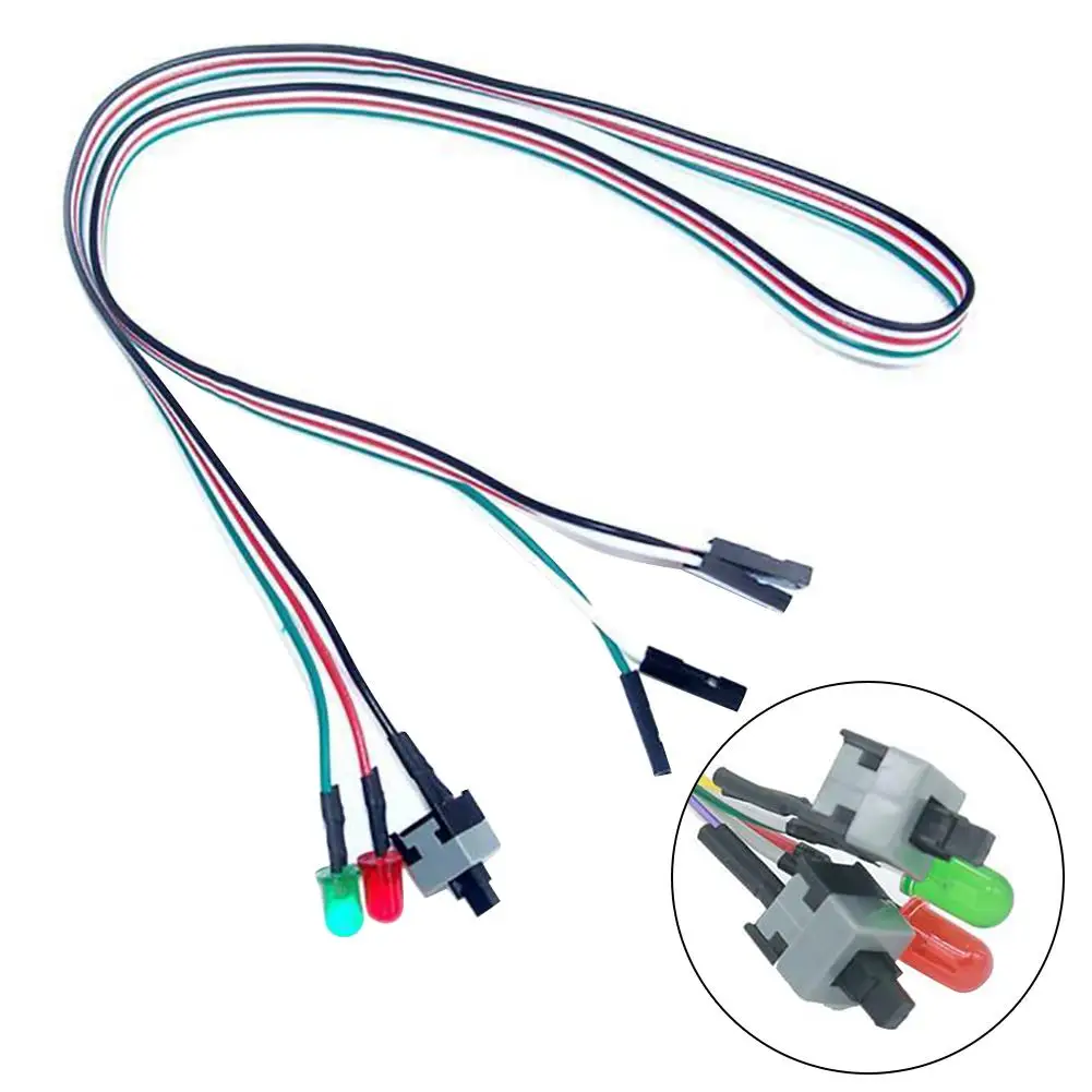 

50cm On/Off/Reset 2 Switch LED Light ATX PC Computer Motherboard Power Cable Switch LED Light ATX PC Computer