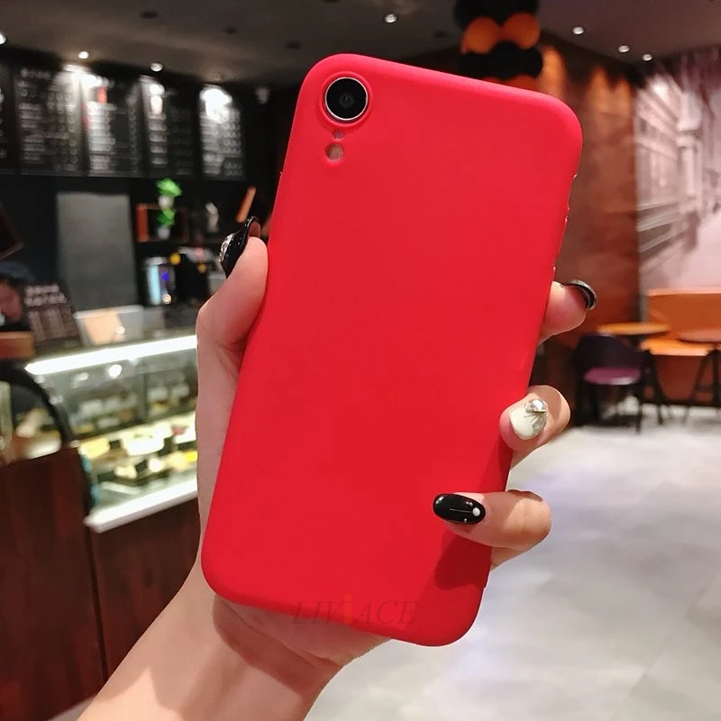 Матовый однотонный силиконовый чехол карамельного цвета для телефона iphone xr x xs max 6 6s 7 8 plus 5 5S se мягкая задняя крышка из ТПУ fundas coque - Цвет: red