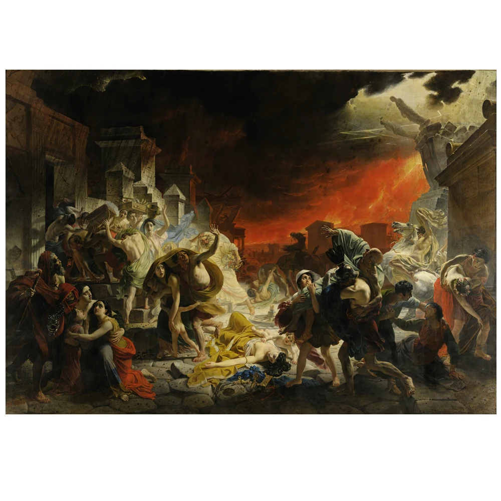 Картина на холсте, рисунок, рисунок, последний день Помпеи Карла Брюллова, всемирно известная картина, печать на холсте для украшения дома