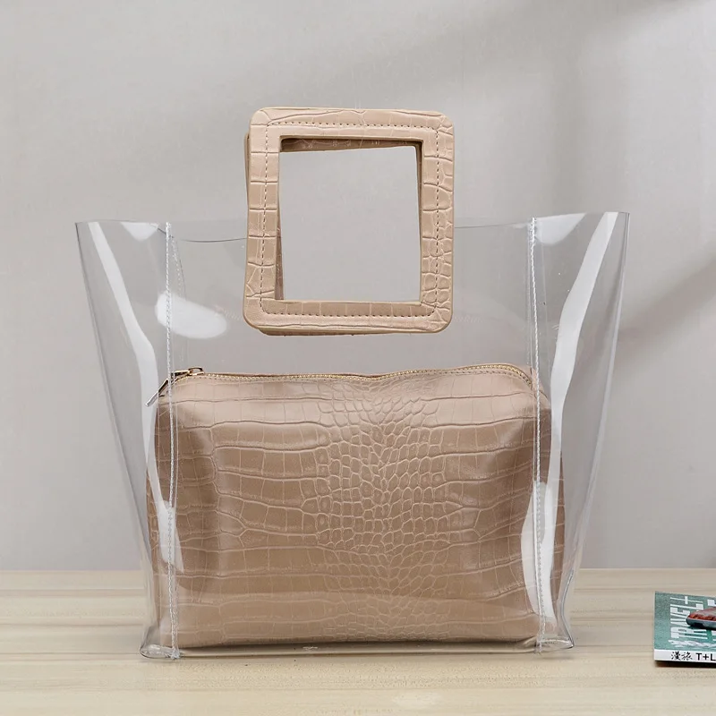 Amberler, женская сумка, сумка на плечо, высокое качество, ПВХ, Женская Маленькая прозрачная сумка через плечо для женщин, новые модные сумки-мессенджеры - Цвет: Apricot