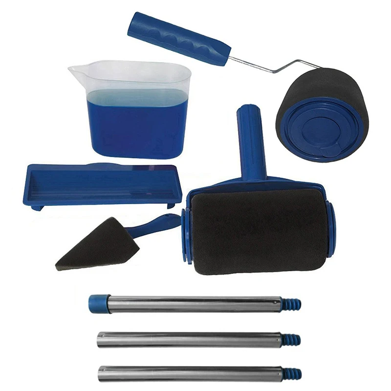Roller Paint Brush Set + Extension Pole Paint Runner Pro Roller Brush Handle Tool Edger Room