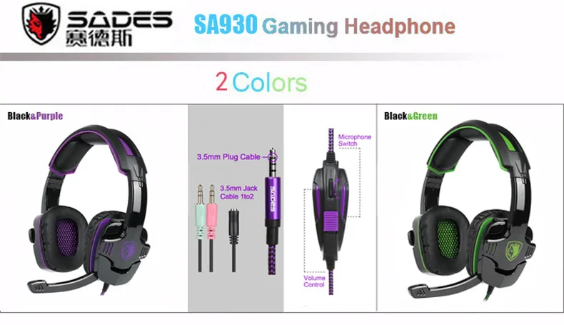 SADES SA930 PS4 Headphones 3.5mm Stereo Gaming Headset Gamer with Microphone for MacCell PhonePs4Tablet (17)