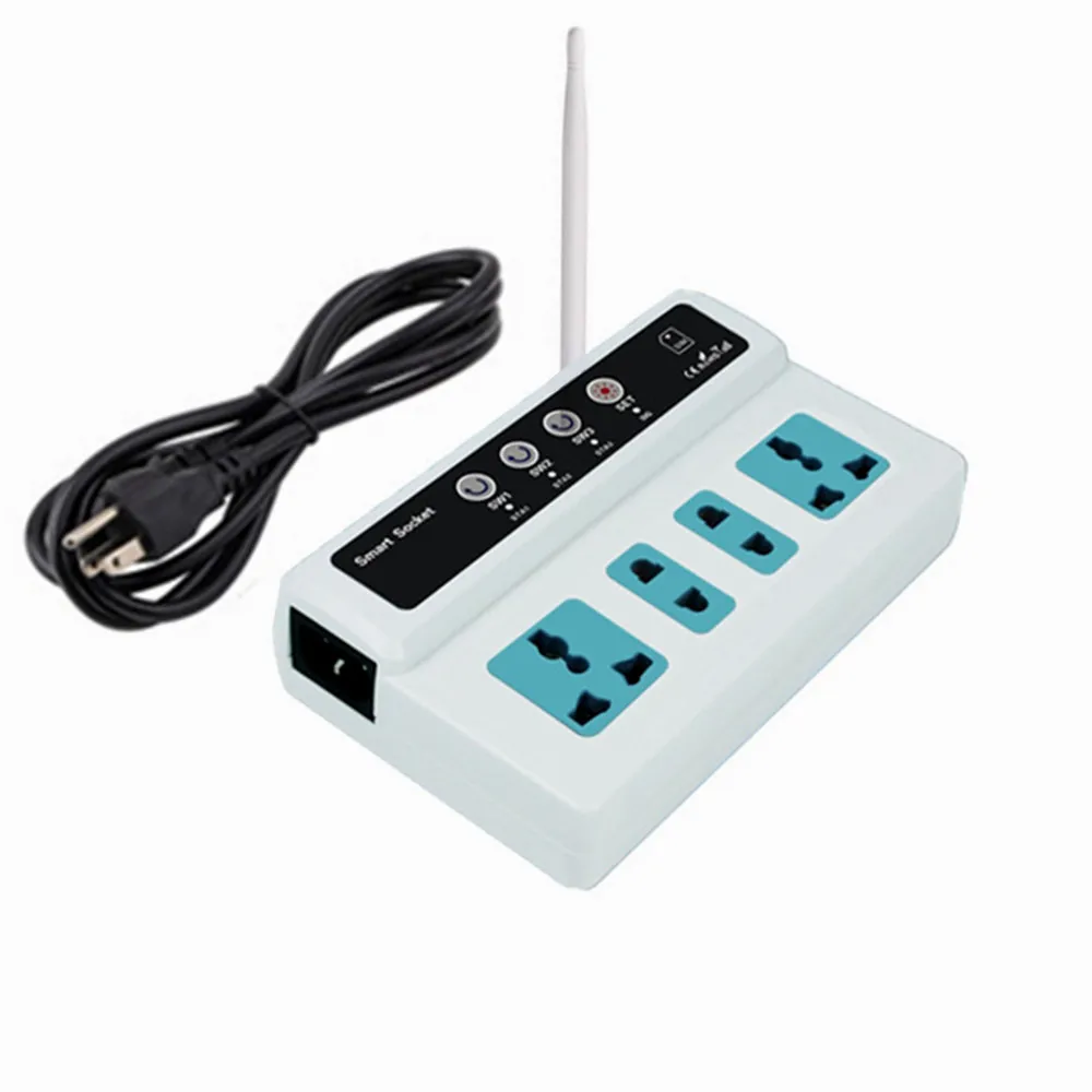

Remote Control Wireless 4 Sockets Mobile Phone GSM SIM Smart Socket Switch free shipping