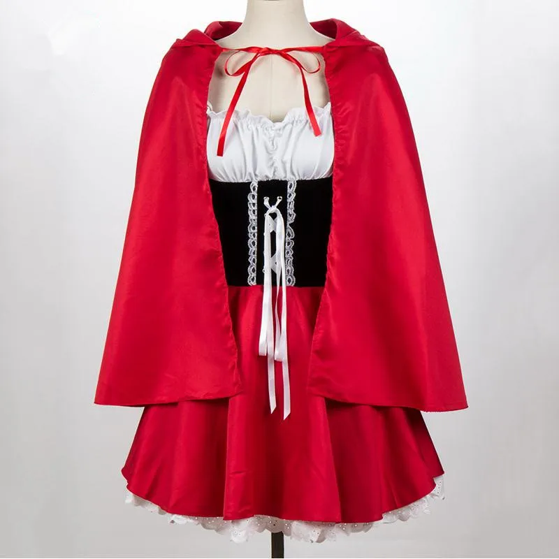 S-6XL Новинка! Сказка Красная Шапочка костюм для Для женщин взрослых Хэллоуин Карнавал Косплэй нарядное платье+ плащ