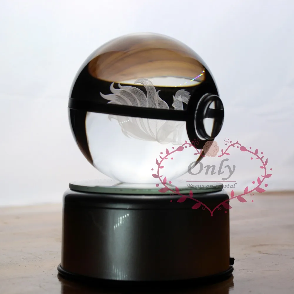 Best Free shipping Amzing 3D Pokemon Go Ninetales Trainer Ball with LED base for kid #039;s Nightstand