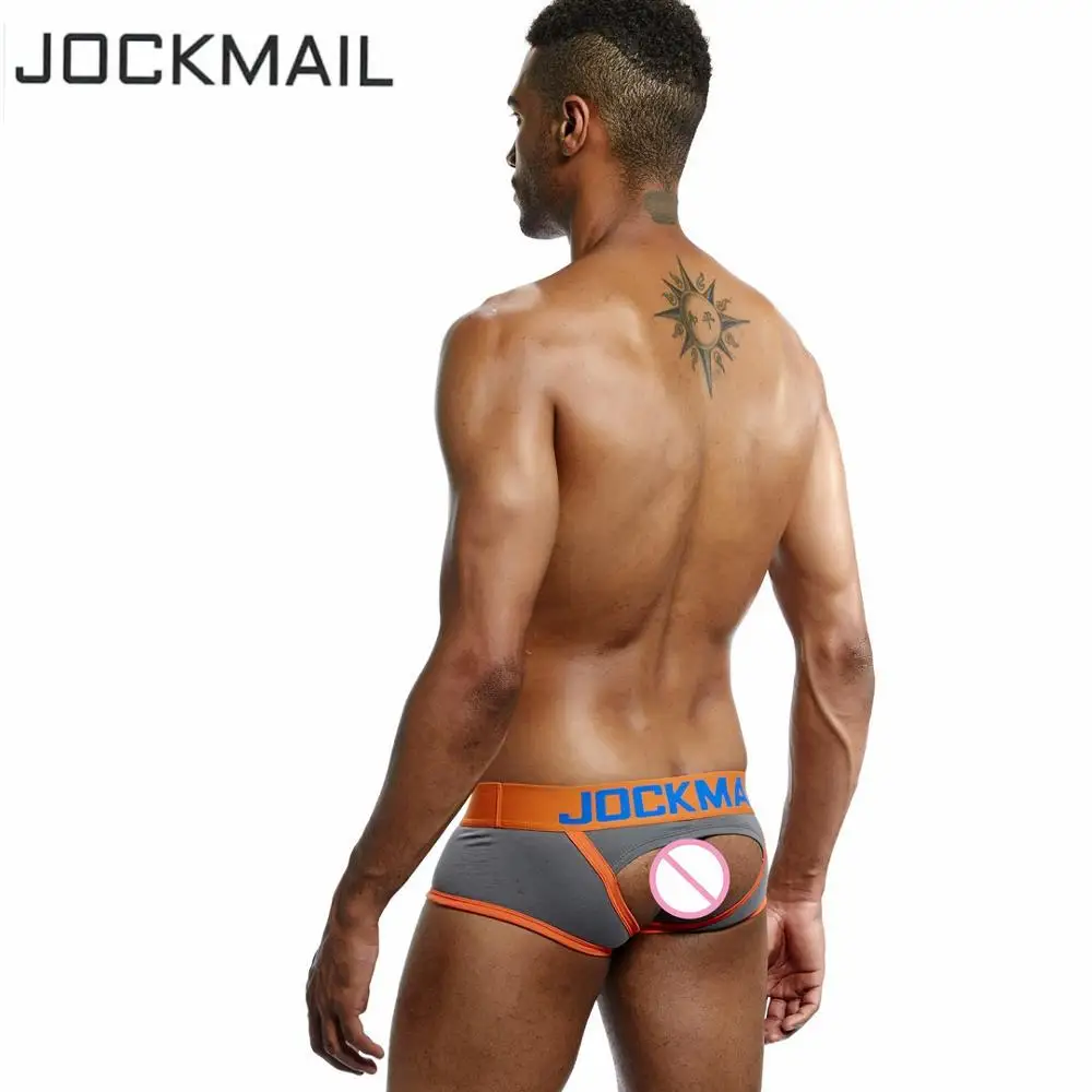 Бренд JOCKMAIL, мужское нижнее белье, боксеры, открытая спина, сексуальные мужские трусы, хлопок, мужские боксеры, открытая спина, ягодицы, cuecas, гей, нижнее белье - Цвет: Серый