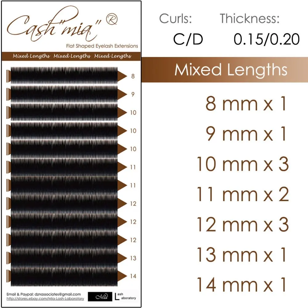 Extensão dos Cílios Permanente por Mia Chicote de Laboratório c d dd 8-15mm Mista Super Macio Lash X-wrap Cashmere Plana Semi 0.15 – 0.20 j b