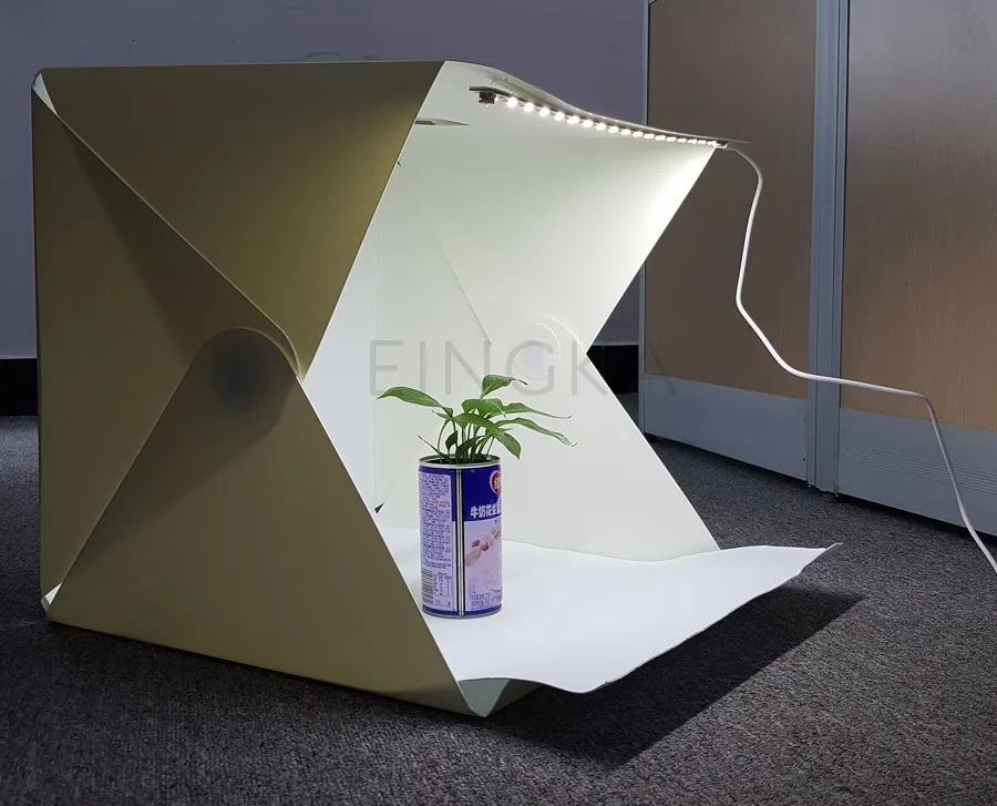 NEW Large (40x40x40cm) Folding Tabletop Studio Diffuse Soft Box with LED Light Black White Background Photo Studio Accessories
