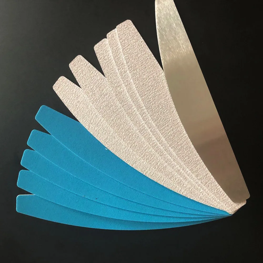 

1 pcs metal scraps with 1set(10 pcs) removalble pads durable nail file replacement sandpaper pads halfmoon shape nail file