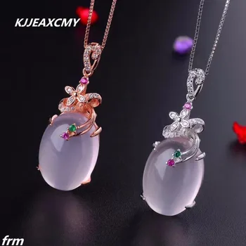 

KJJEAXCMY boutique jewelry, Natural Furong Pendant Wholesale 925 sterling silver peach blossom powder crystal