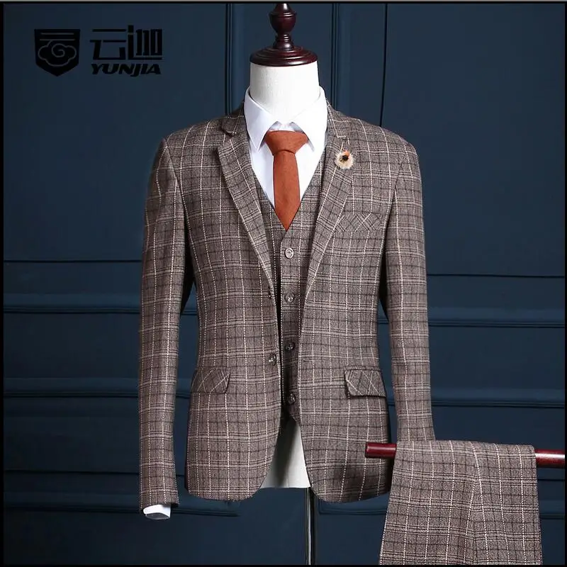 check coat pant Style Brown Brand Men 3 Suits 2017 Piece Jacket Plaid check coat pant Style Brown Brand Men 3 Suits 2017 Piece Jacket Plaid