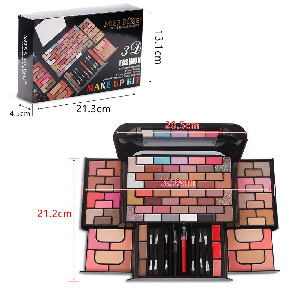 New MISS ROSE Eye Shadow Palette Cosmetic Concealer Cream Makeup Set Makeup Blush Powder Lipstick With Brush 0625#30