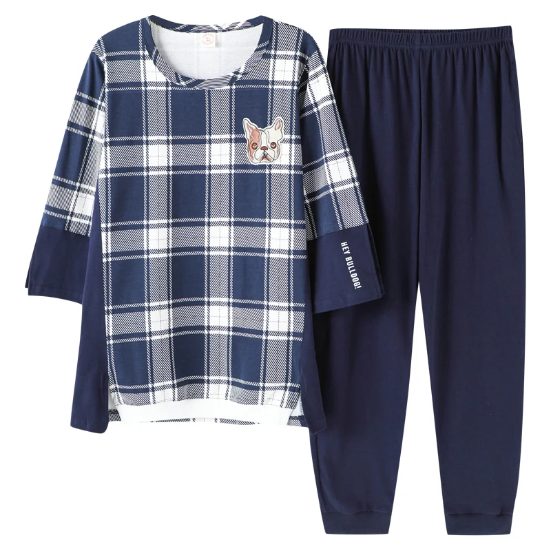 Весенне-осенние мужские пижамы из хлопка, пижамы с длинными рукавами, мужские пижамы, парные пижамные комплекты, большие размеры 3XL, домашняя одежда для отдыха