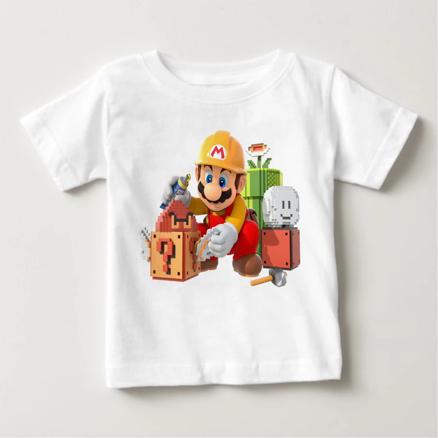 Mario brothers с рисунками героев мультфильма Детская футболка милые Для мальчиков и