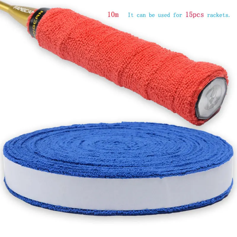 

FANGCAN 100% Superfine Fiber Towel Grips Soft Absord Sweatband Grips Overgrip for Tennis Badminton Squash Racket 10m/roll