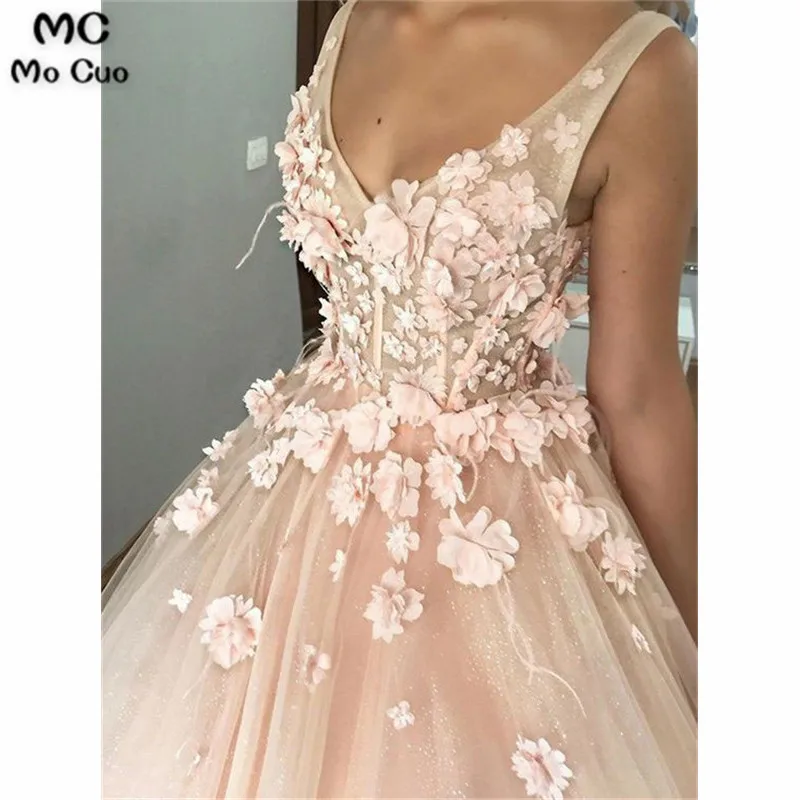 PEAR PINK BALL GOWN PROM DRESSES PAGEANT DRESSES WITH HANDMADE FLOWERS32