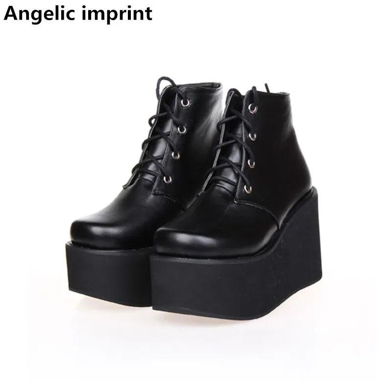 Angelic imprint mori girl/женские мотоциклетные ботинки в стиле панк женские ботильоны в стиле Лолиты на высоком каблуке женские модельные туфли-лодочки принцессы 33-47, 10 см