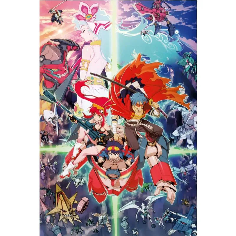 Пользовательские двери Кухня поп RetroPosters Gurren Lagann символов холст шелка украшения комнаты 27x40 см - Цвет: Poster