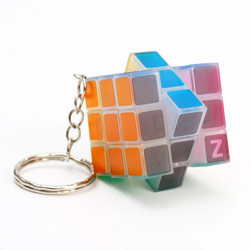 Keychain Magic Cubes 3x3x3 Fluorescent Green Speed Puzzle Cubes Educational Toys for Children