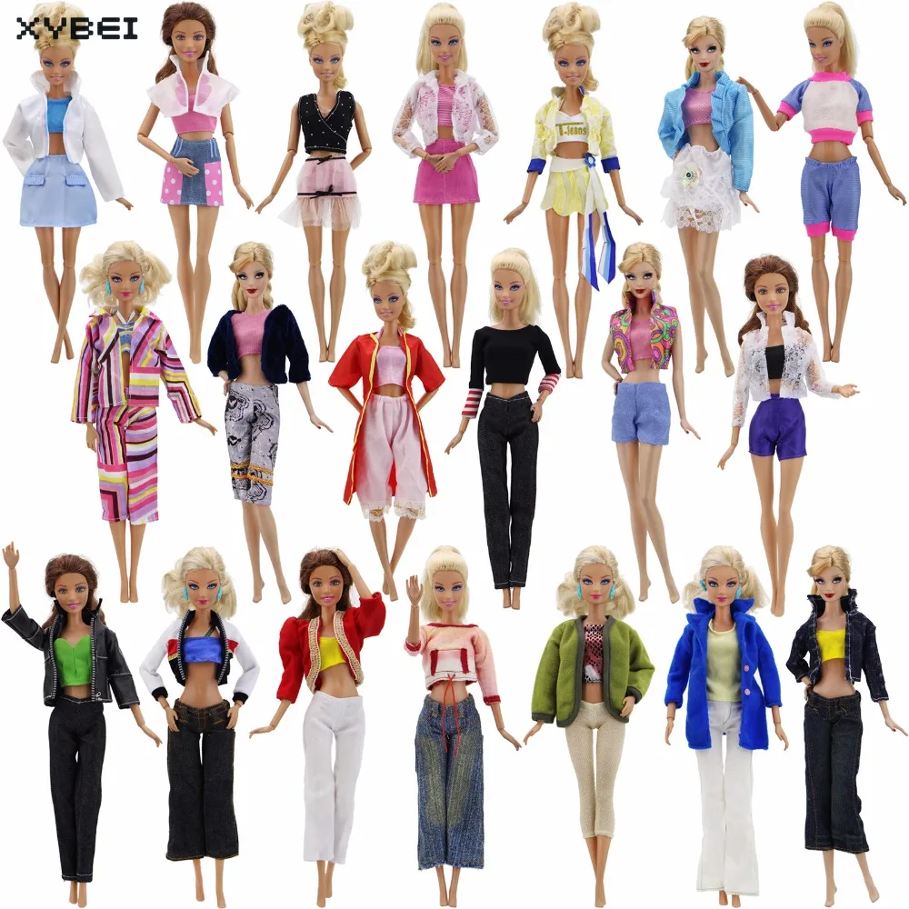 

Randomly Pick 10 Pcs/Lot Outfits Fashion Girls Suit Tops Blouse Pants Trousers Clothes For Barbie Doll Accessories Best Gift Toy