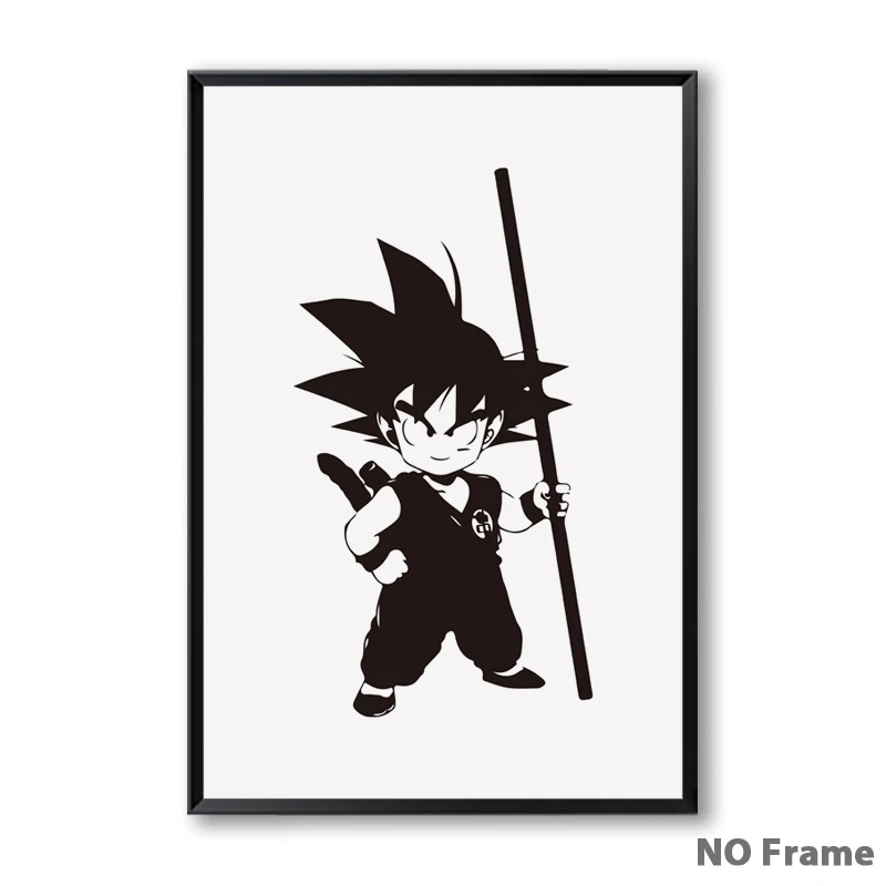 07g Black And White Wukong Portrait Animation Dragon Ball A4 A3 A2 Canvas Art Painting Print Poster Picture Kids Room Decoration