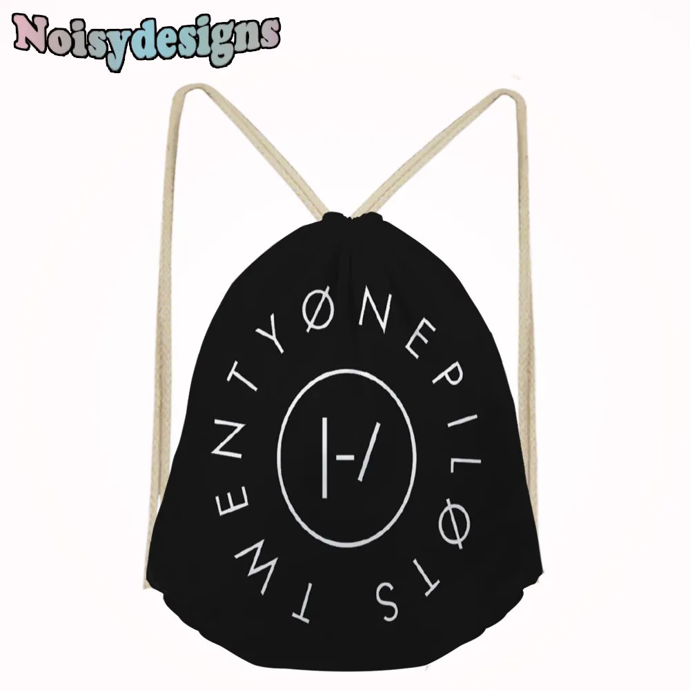 Мультфильм школа для мальчиков Drawstring сумка Twenty One Pilots мультфильм печатных школьный рюкзак хранения сумки Малые Для женщин Для мужчин рюкзак