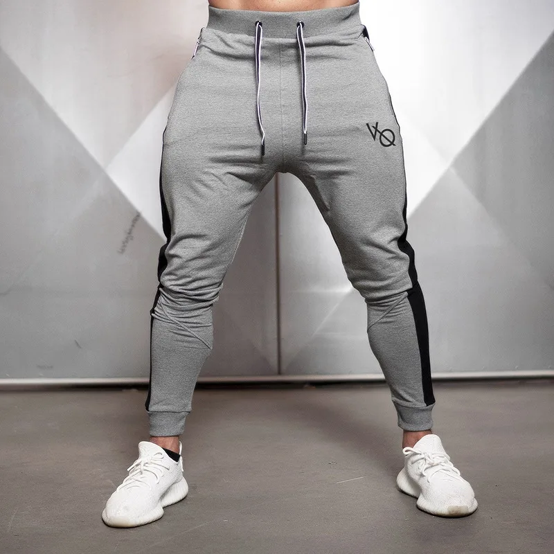 

2019 New Vanquish Pants Men Gyms Fitness Bodybuilding Patchwork Breathable Cotton Sweatpants Jogger Casual Trousers Workout