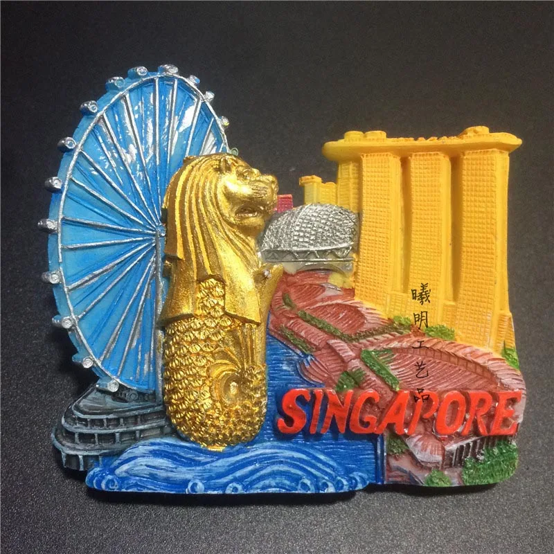 Wedaredai Magnete Frigorifero Singapore 3D In Resina 7x5 Cm Souvenir Di Viaggio