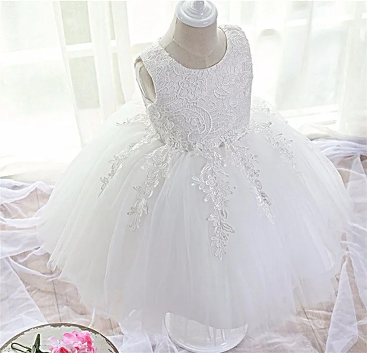 Модное торжественное платье для новорожденных на свадьбу; платье с бантом для маленьких девочек; 1 год; платье для крещения на день рождения; одежда
