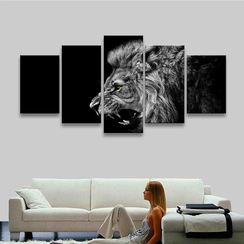 5 pieces high-definition print animals sion canvas painting poster and wall art living room picture B-056 (5)