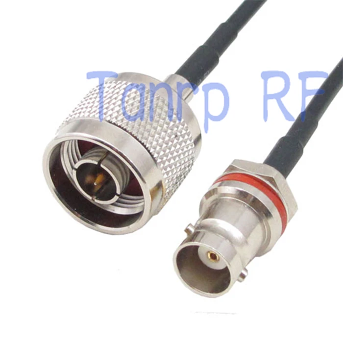 8in N male to mini BNC female with nut bulkhead RF connector adapter