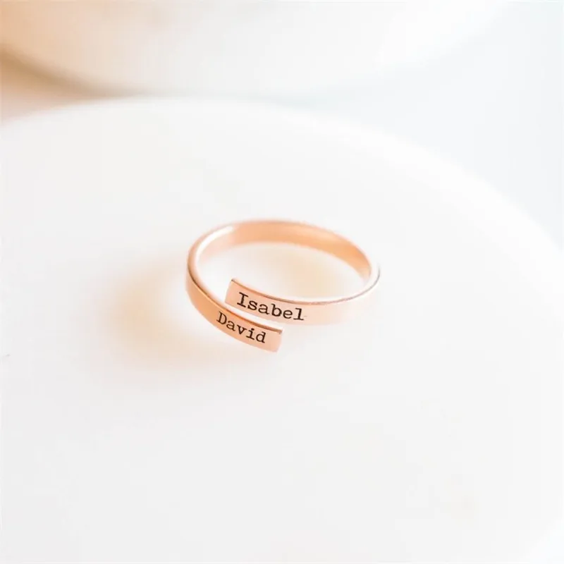 Lateefah 3 Colors Personality Ring Customize Engraved Names Available Adjustable Rings For Women Anniversary Accessories Gifts 10 50pcs 5 colors rose gold 21mm d ring belt rings hardware 3 4 metal durable dee rings for sewing wholesale