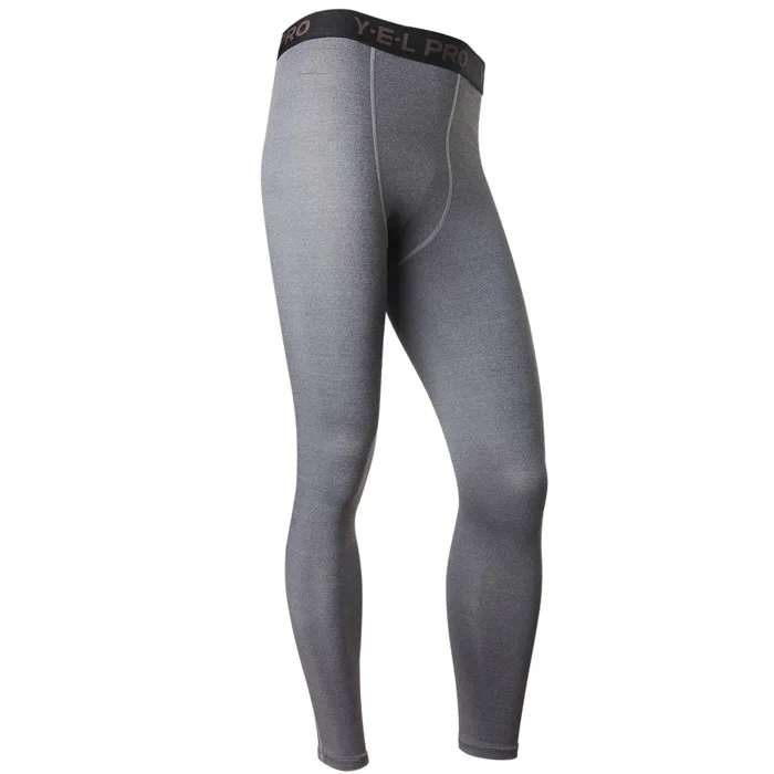 Кальсоны Men's Compression Tights Track Pants High Stretch Mens Joggers Polyester Running Training Pants Tracksuit Bottoms S-XXL - Цвет: Серый