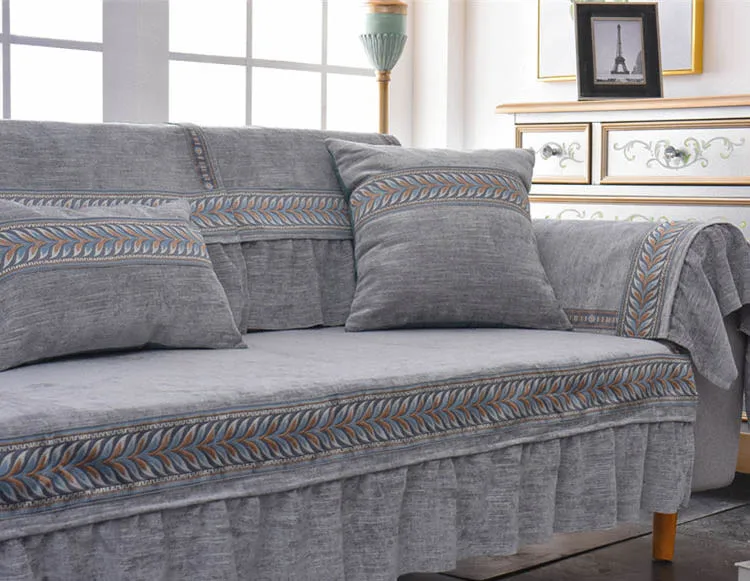 Fyjafon синель диван покрытие Противоскользящий диван полотенце подлокотник диван протектор серый синий кофе домашний декор диван Чехол